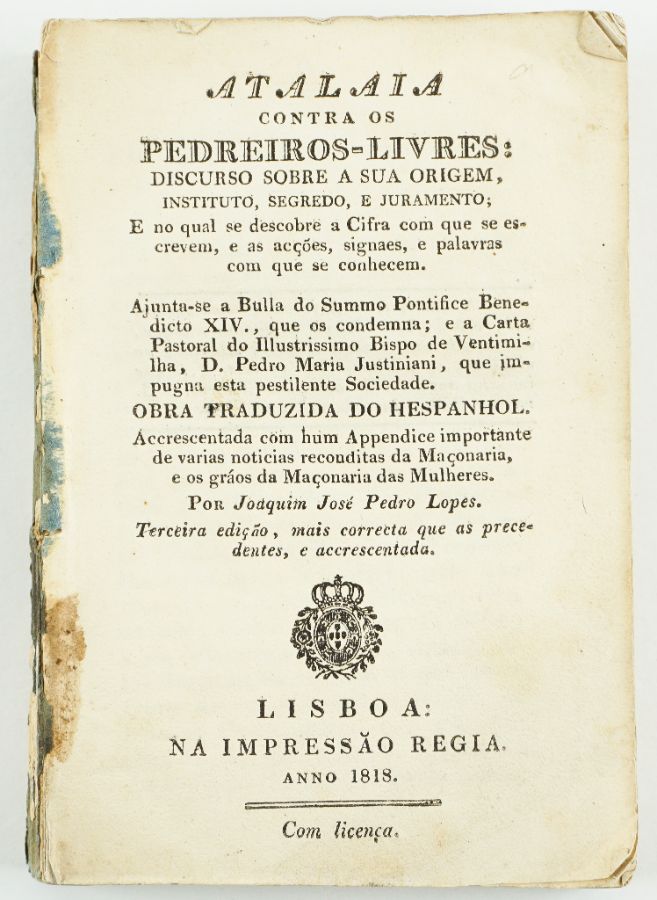 Maçonaria – Atalaia contra os Pedreiros Libres (1818)