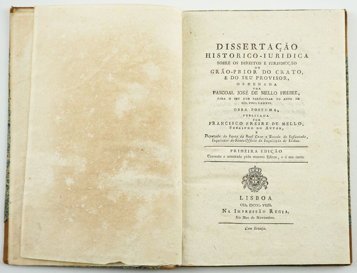 Dissertação Historico-juridica sobre os direitos e jurisdição do Grão-Prior do Crato (1809)