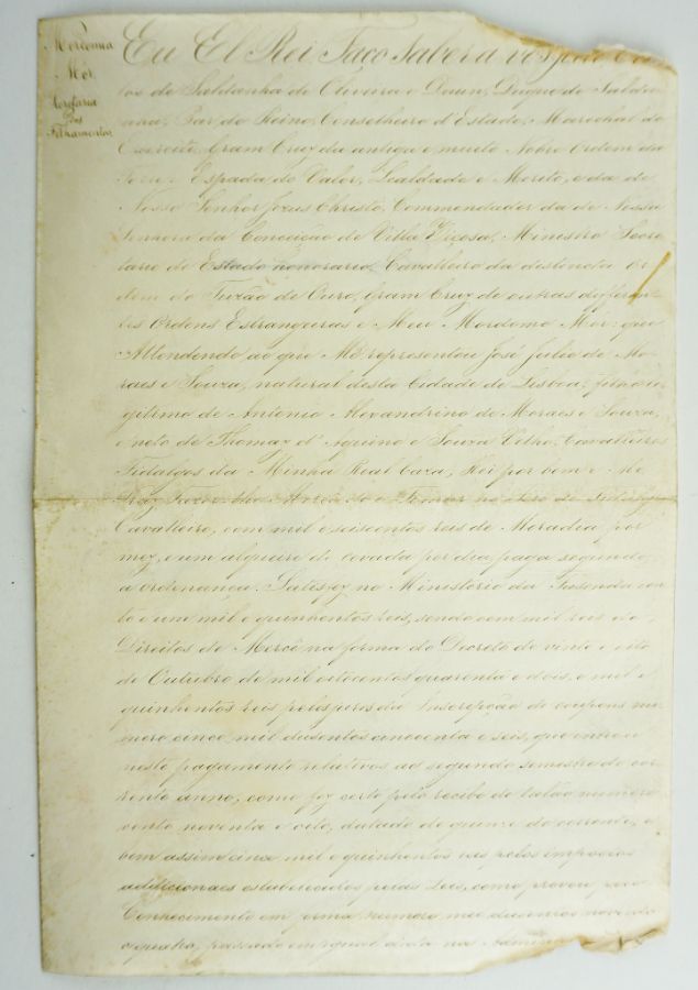 Carta Régia D. Pedro V, em pergaminho