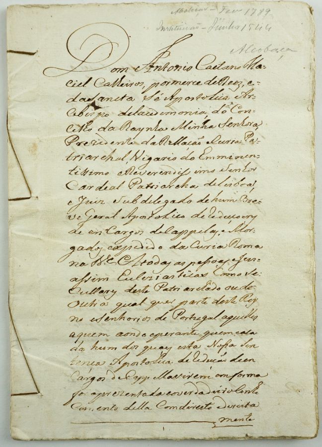 Manuscrito s/ papel, 12 bifólios, assinado , selo branco colado