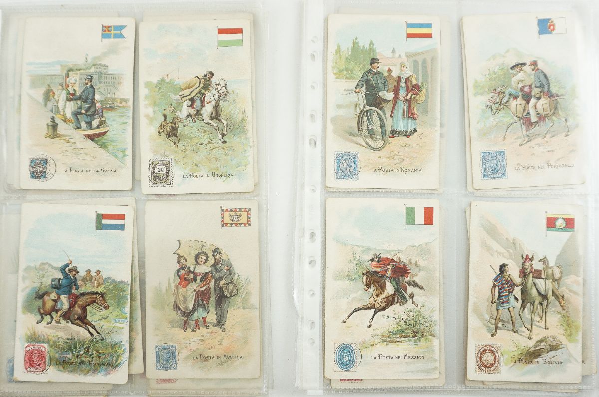 Coleção de 40 postais italianos sobre os correios,  nos diferentes países do mundo						
