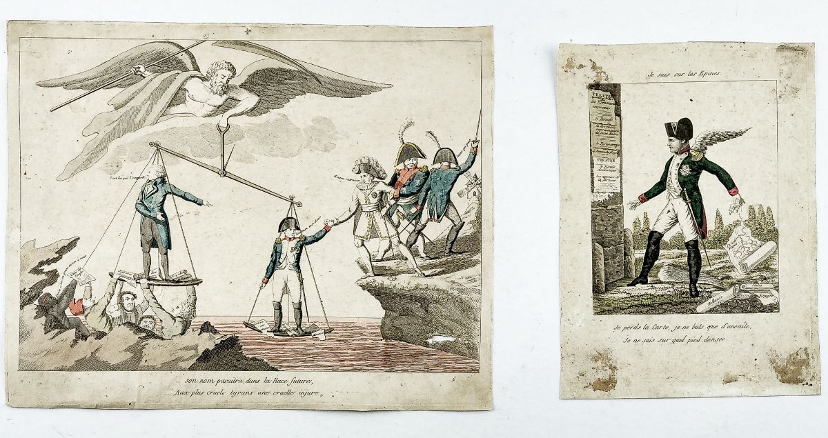 Duas raras gravuras satíricas anti-napoleónicas (1814)
