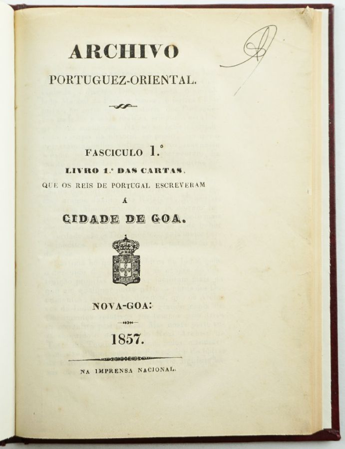 ​Cartas que os Reis de Portugal escreveram à Cidade de Goa (1857)
