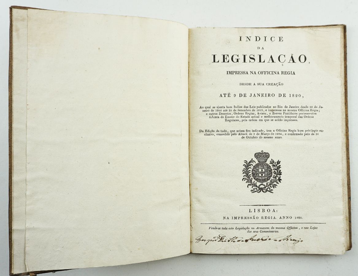 Índice de Legislação impressa na Officina Régia (1825)