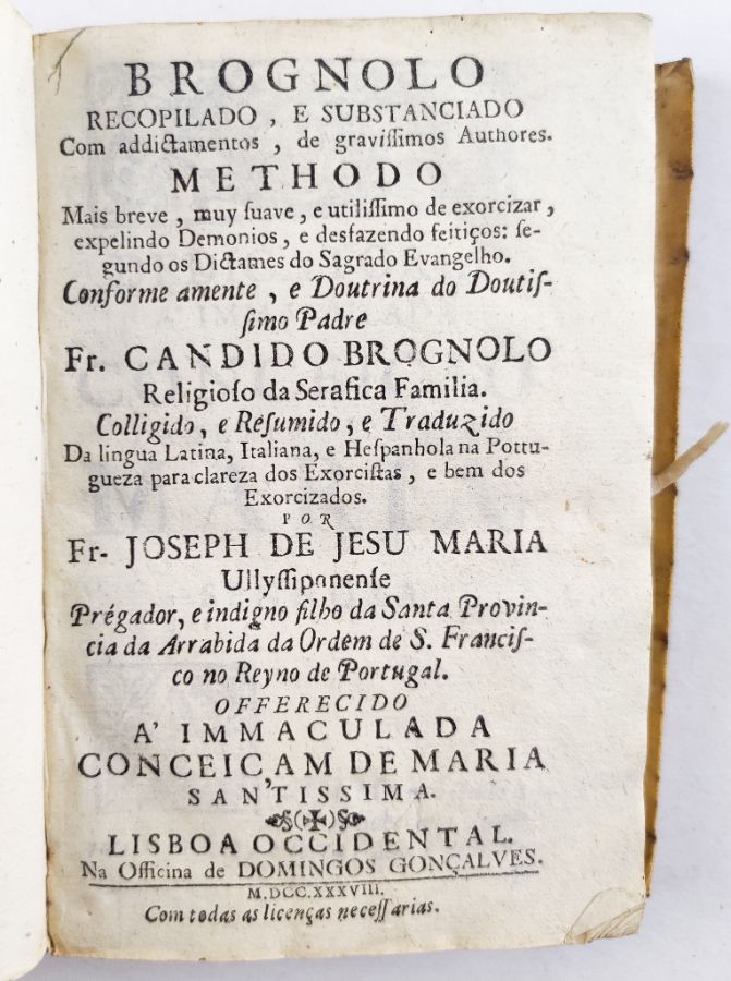 Brognolo – Método de exorcizar, expelir os Demónios e desfazer Feitiços (1738)