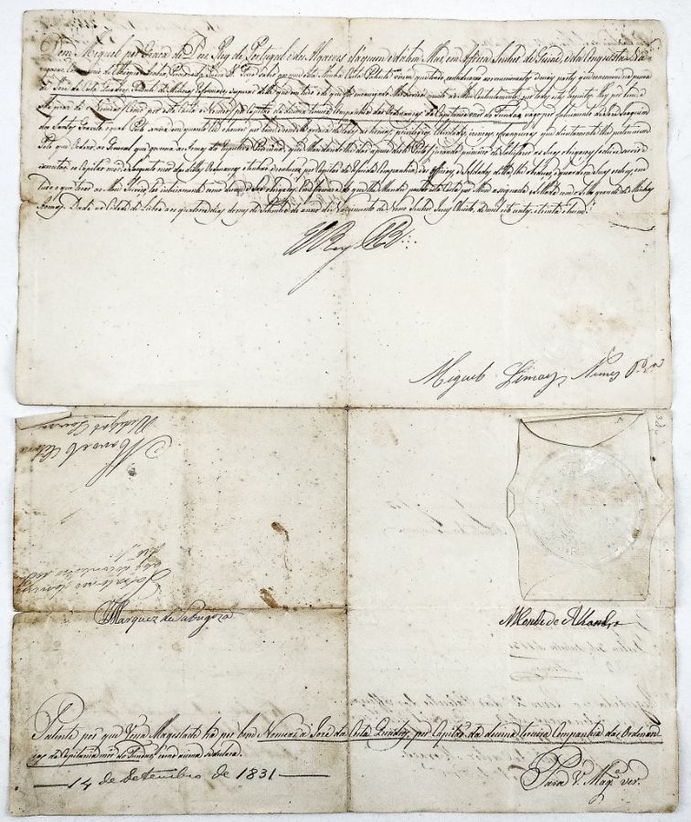 D. Miguel . Manuscrito assinado. 1831
