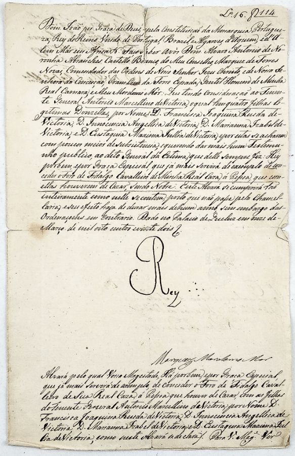 D. João VI – Manuscrito assinado. 1822