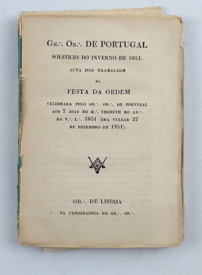 Rara publicação maçónica portuguesa (1851)