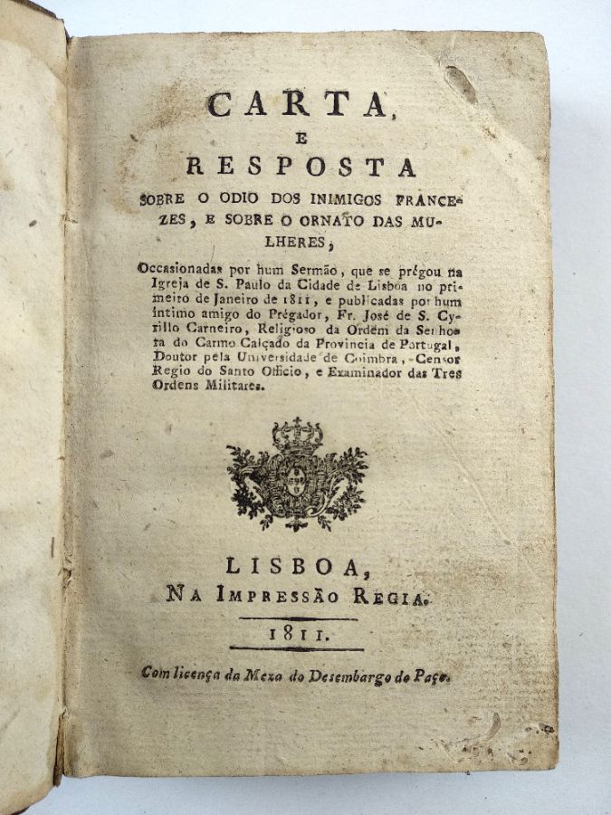 Livro antifrancês e contra a liberalidade das mulheres (1811)
