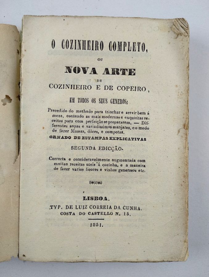 O Cozinheiro Completo ou Nova Arte de Cozinheiro e de Copeiro em todos os seus géneros;