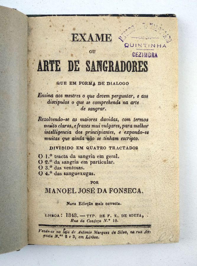 Exame ou Arte de Sangradores (1843)