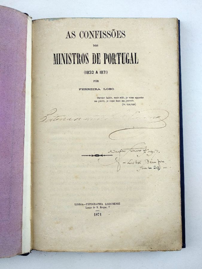 As Confissões dos Ministros de Portugal (1832 a 1871) (1871)