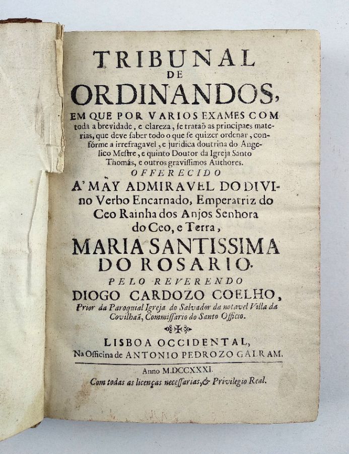 Tribunal de Ordinandos – 1731