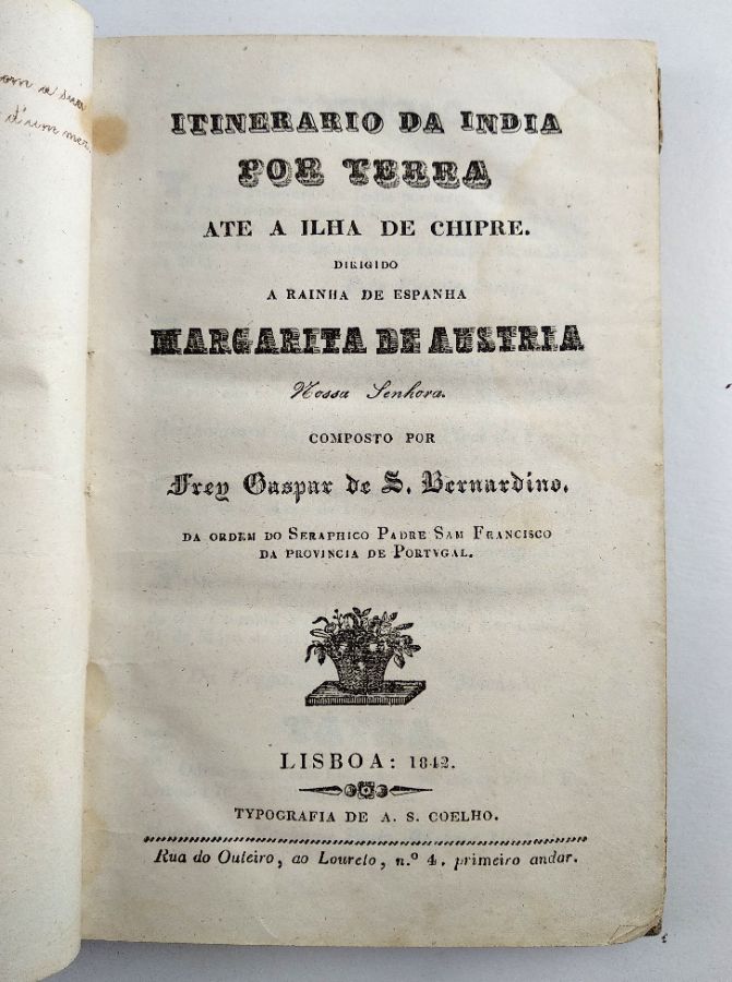 Itinerario da India por Terra ate a ilha de Chypre (1842)