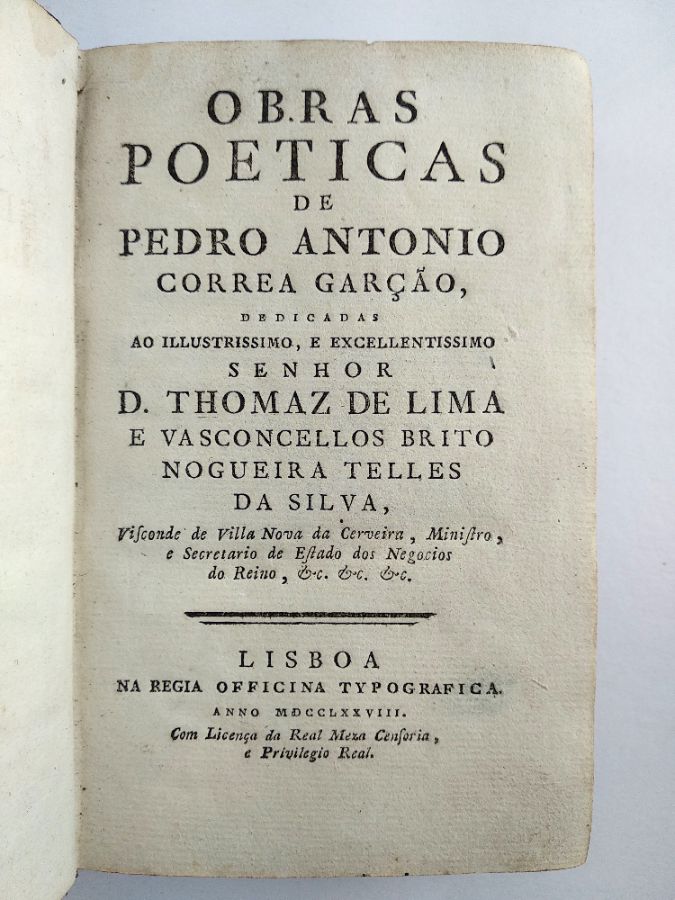 Correa Garção – Obras Poéticas (1778)