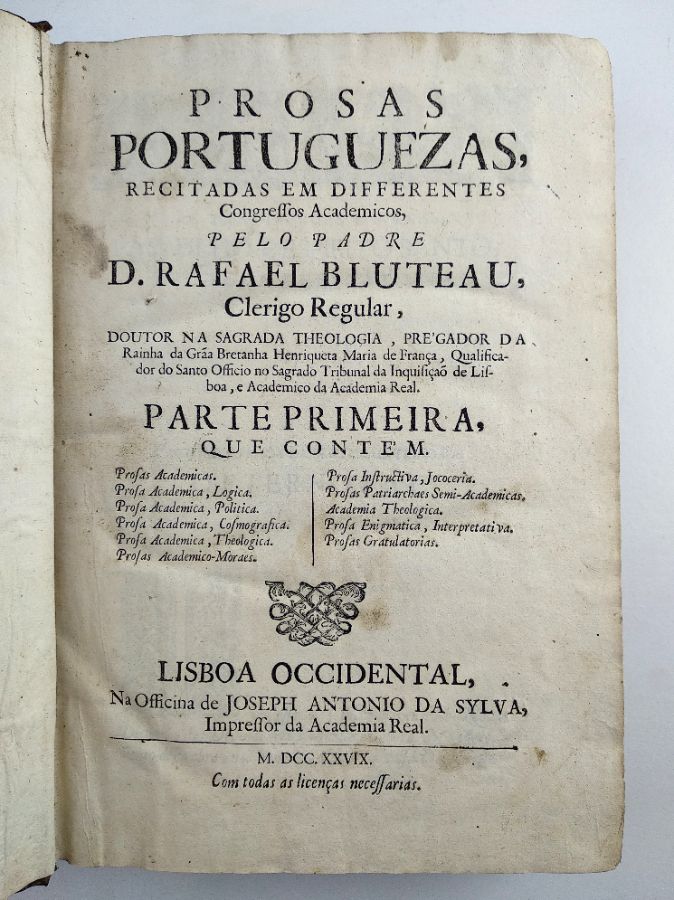 Rafael Bluteau – Prosas Portuguezas (1728)