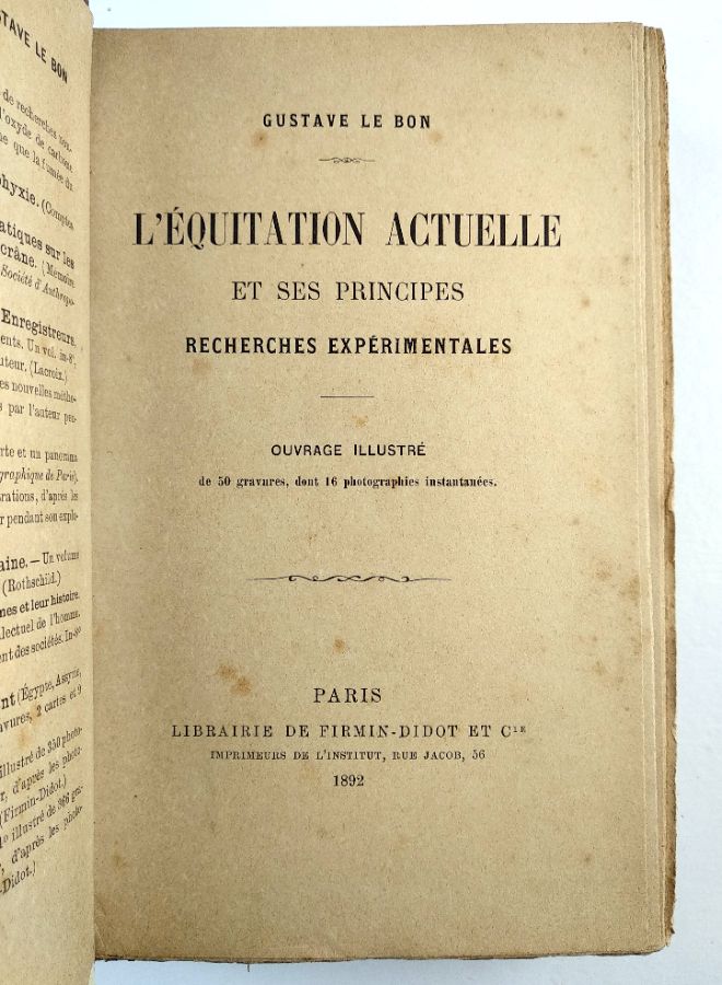 Gustave Le Bon – L’Équitation Actuelle et ses Principes (1892)