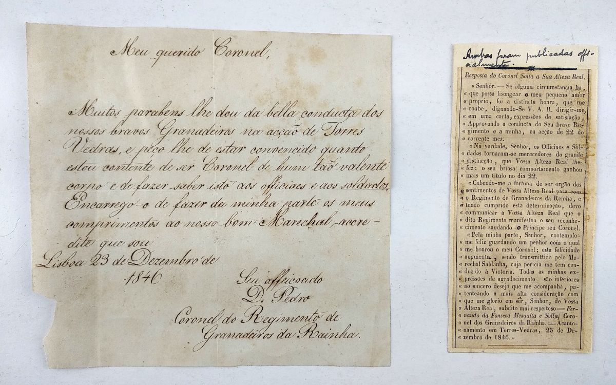 Manuscrito D. Pedro V Guerra da Patuleia