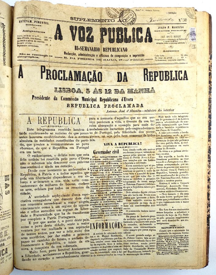 A Voz Pública – jornal republicano de Évora (1908-1913)