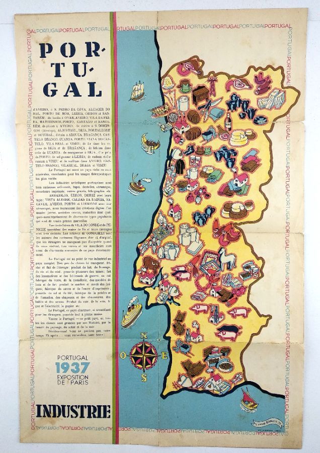 Cartaz / Mapa Portugal 1937 Exposition de Paris 1937