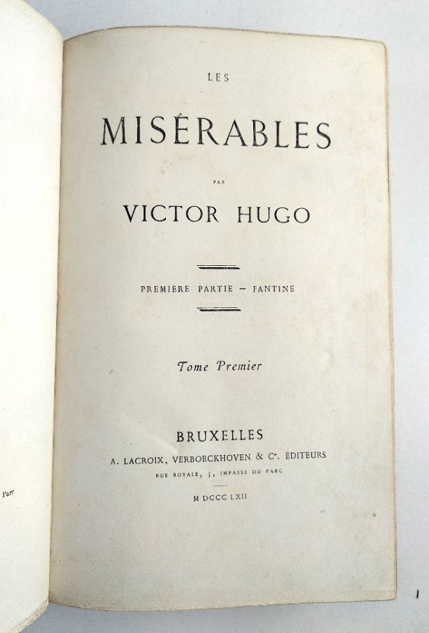 Victor Hugo (1862) Les Misérables. Primeira edição