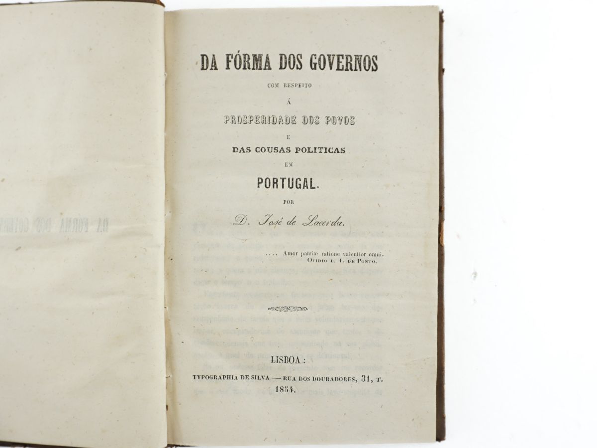Da Forma dos Governos com respeito à Prosperidade dos Povos e Cousas Políticas em Portugal (1854)