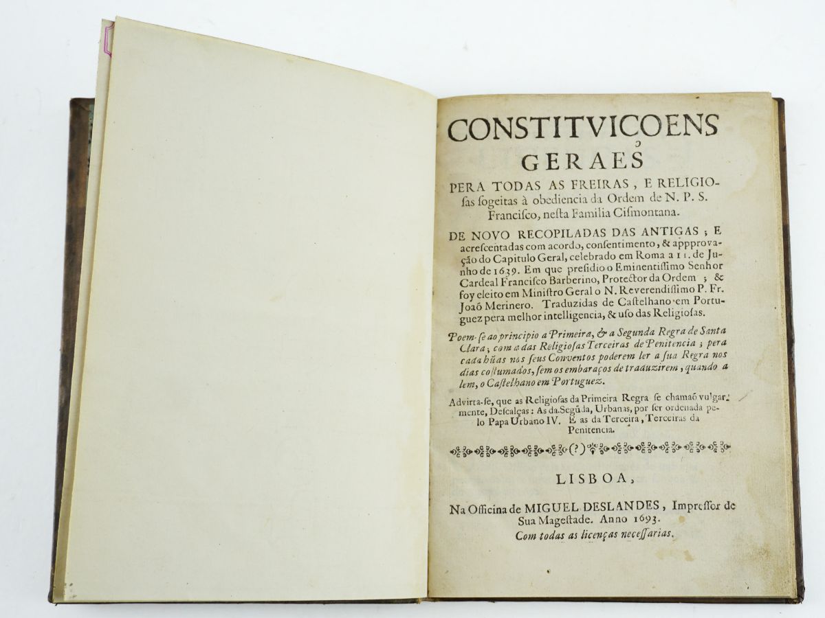 Ordem de Santa Clara – Constituições Gerais para todas as Freiras e Religiosas (1693)