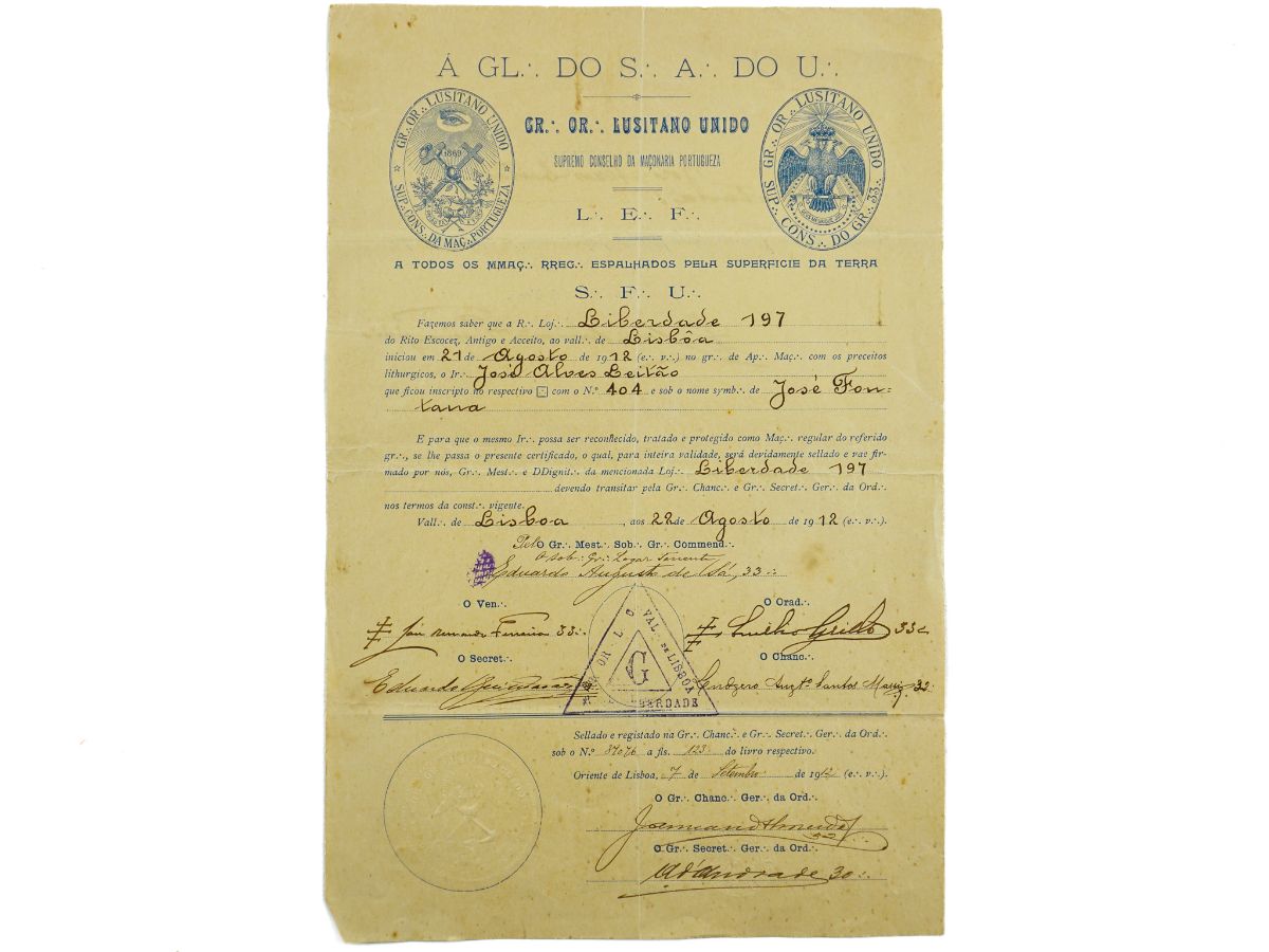 Diploma maçónico (1912)