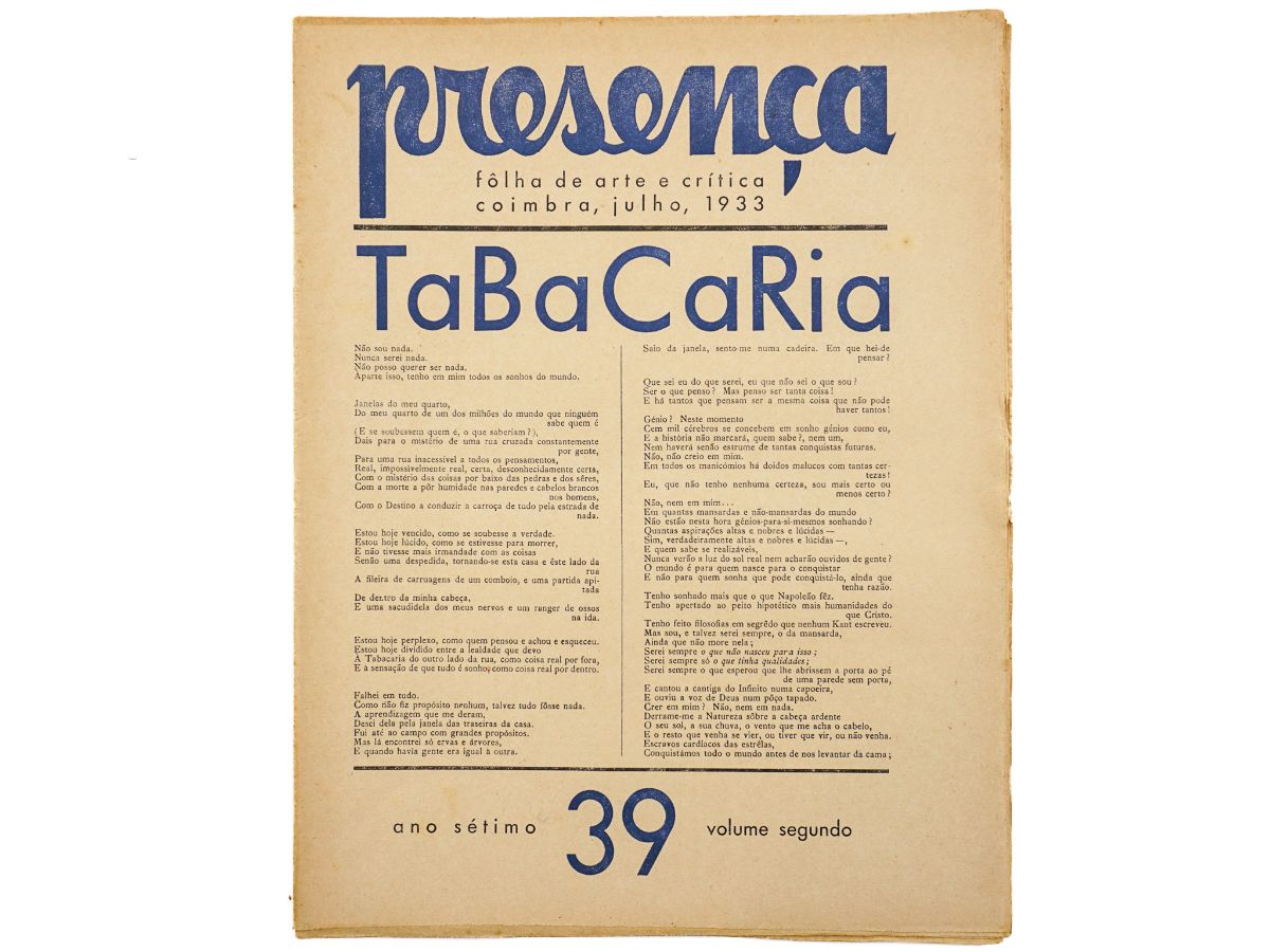 PRESENÇA, TABACARIA 