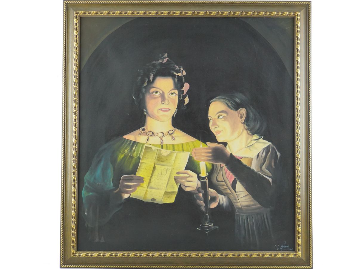 Duas mulheres com carta e vela
