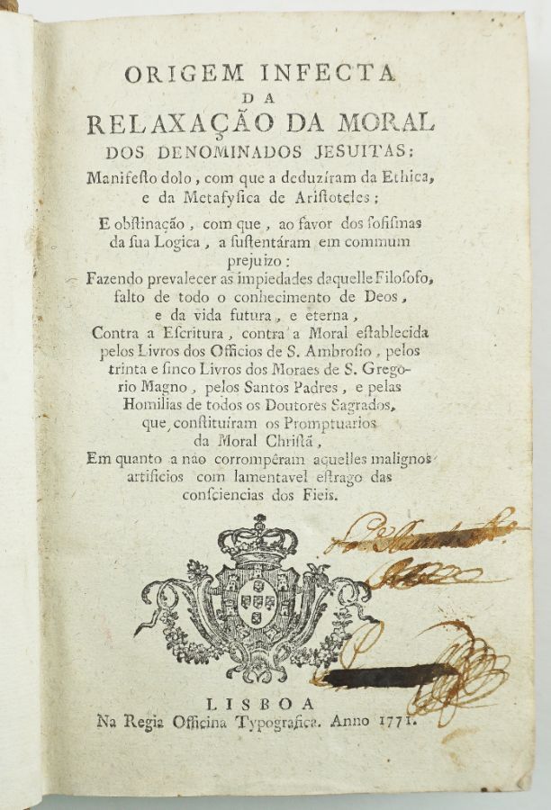 Origem Infecta da Relaxação da Moral dos Denominados Jesuitas (1771)