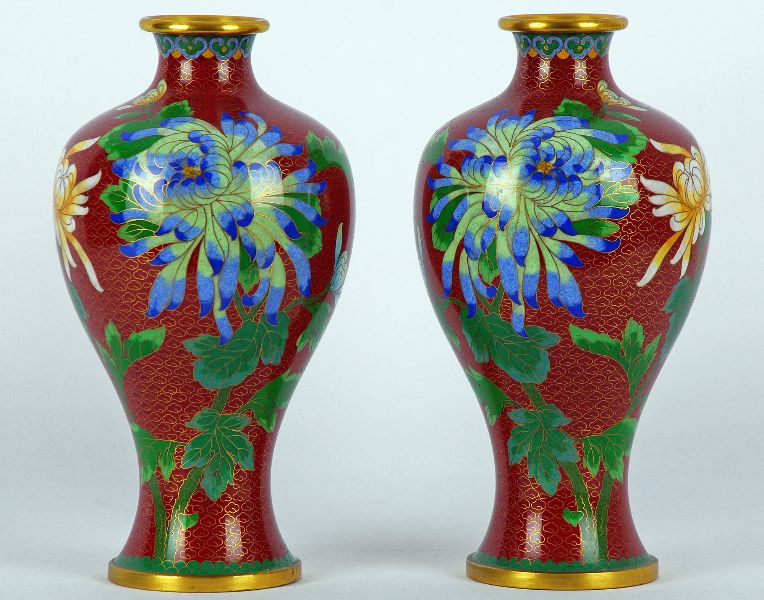Par de jarras em cloisoné oriental