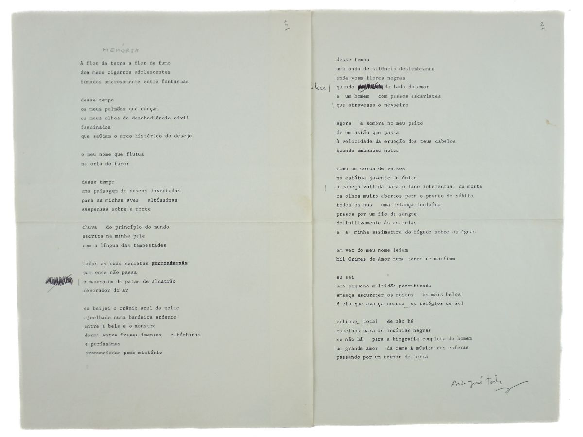 António José Forte – poema dactilografado