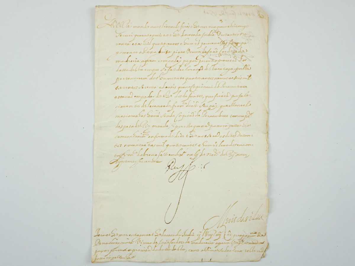 Manuscrito s/ papel , um bifólio, Carta Régia assinada D. Filipe III