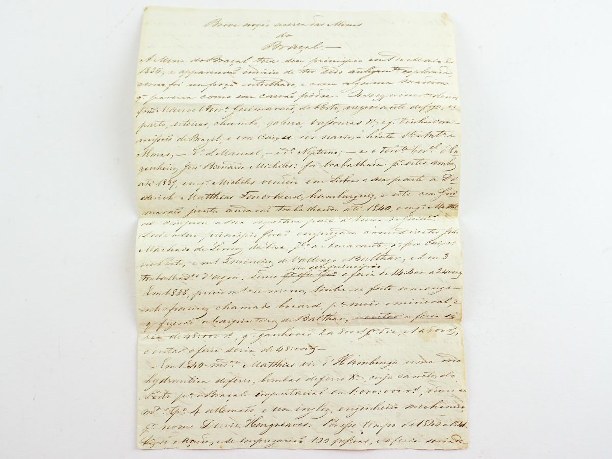 Manuscrito Minas do Braçal - 1855