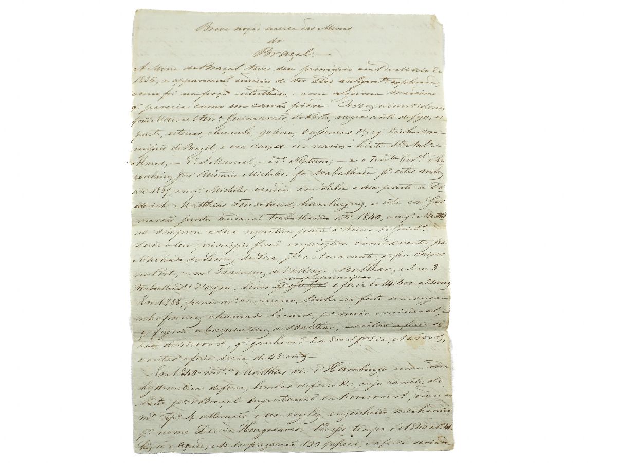 Manuscrito Minas do Braçal - 1855.