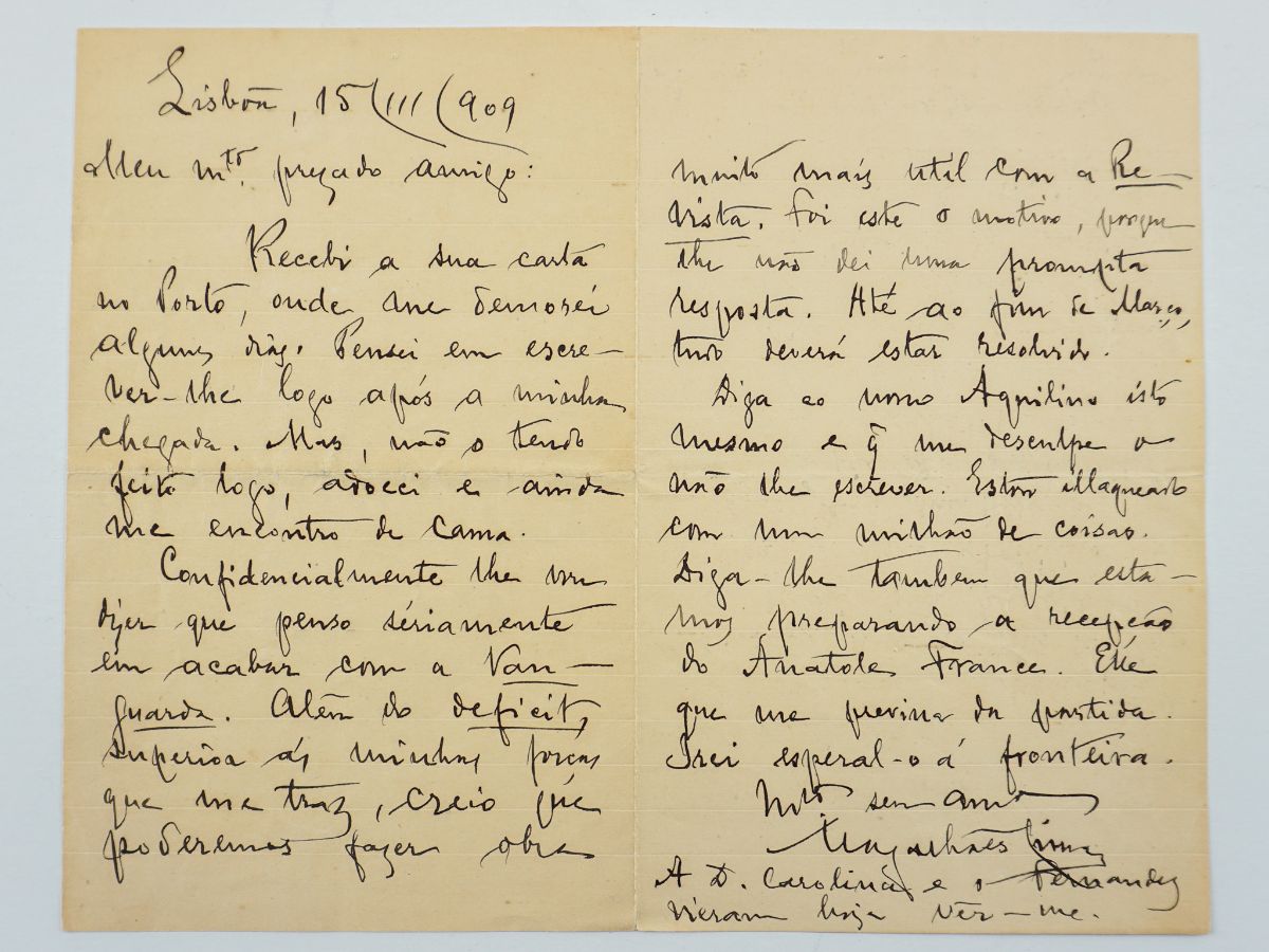 Carta original de Magalhães Lima (1909)
