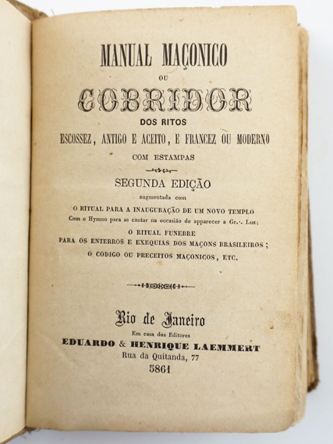 Manual Maçonico ou Cobridor (1847)