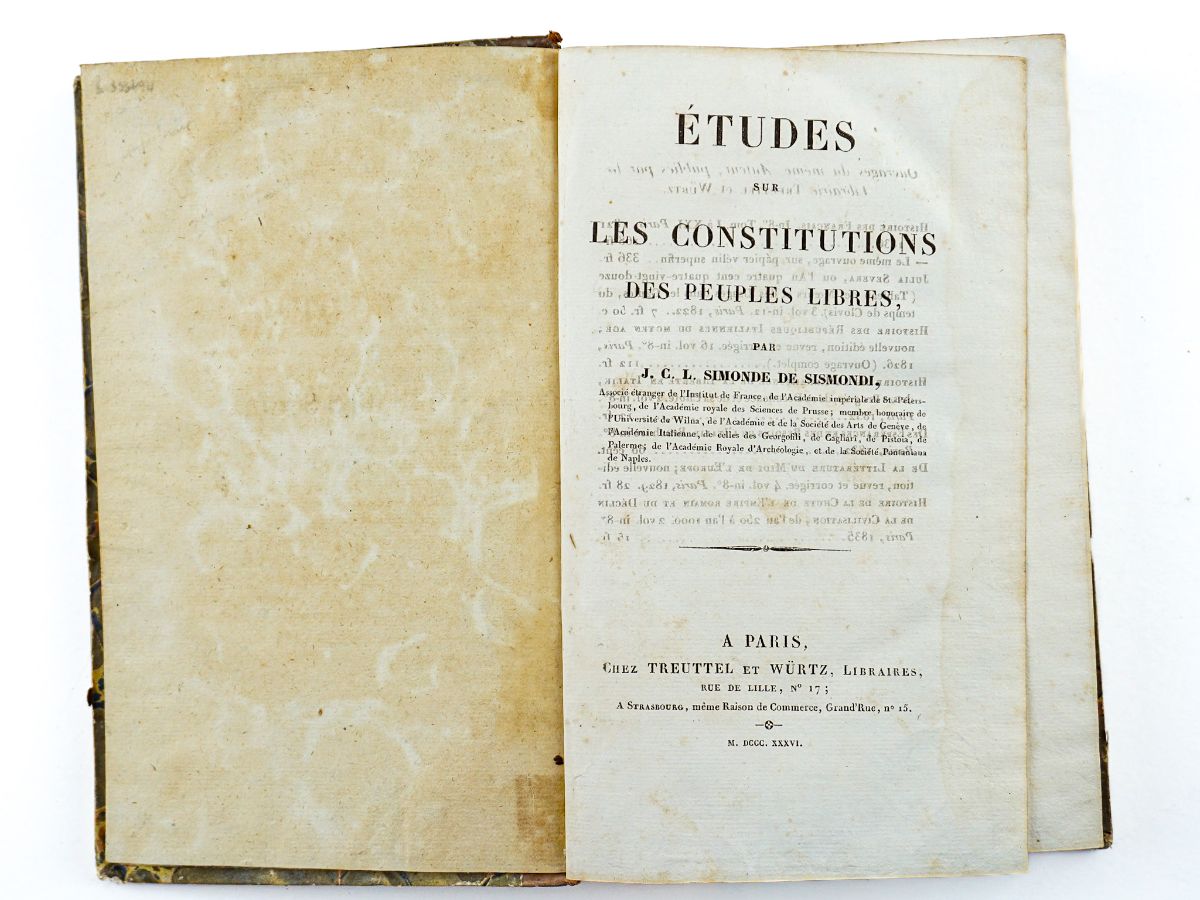 Études sur les Constitutions des Peuples libres (1836)