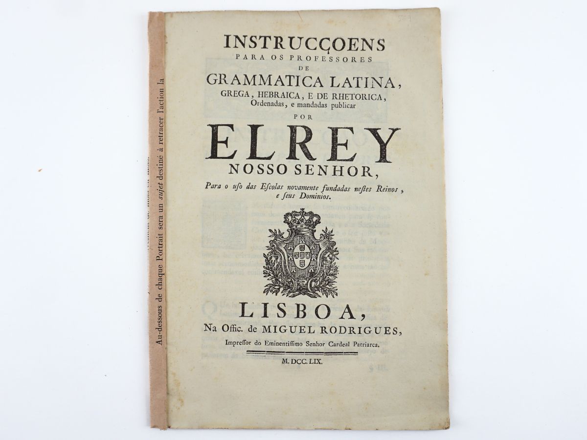 Instrucções para os professores de grammatica latina, grega, hebraica, e de rhetorica (1759)