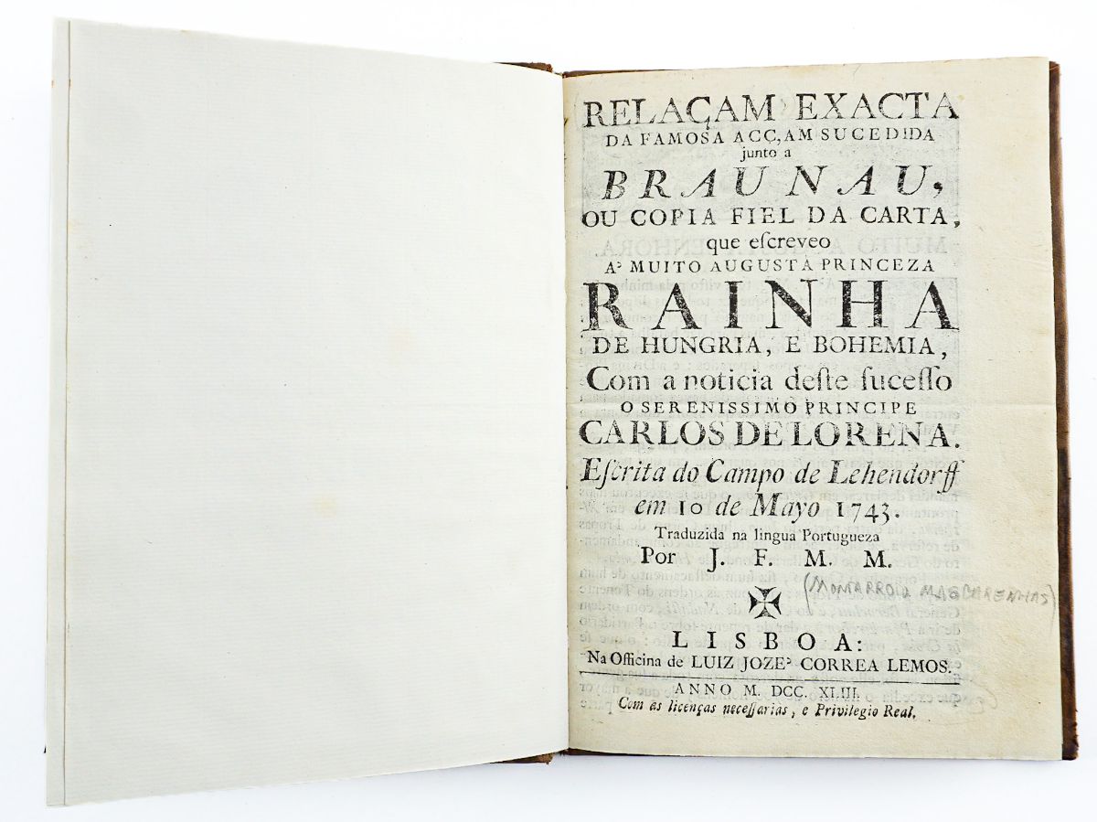 Relaçam exacta da famosa acçam sucedida junto a Braunau (1743)