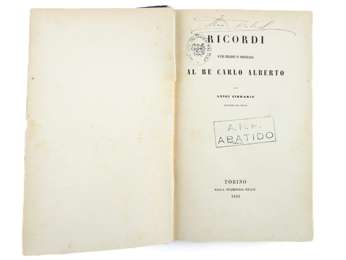 Livro sobre o Rei Carlos Alberto de Itália em Portugal (1850)