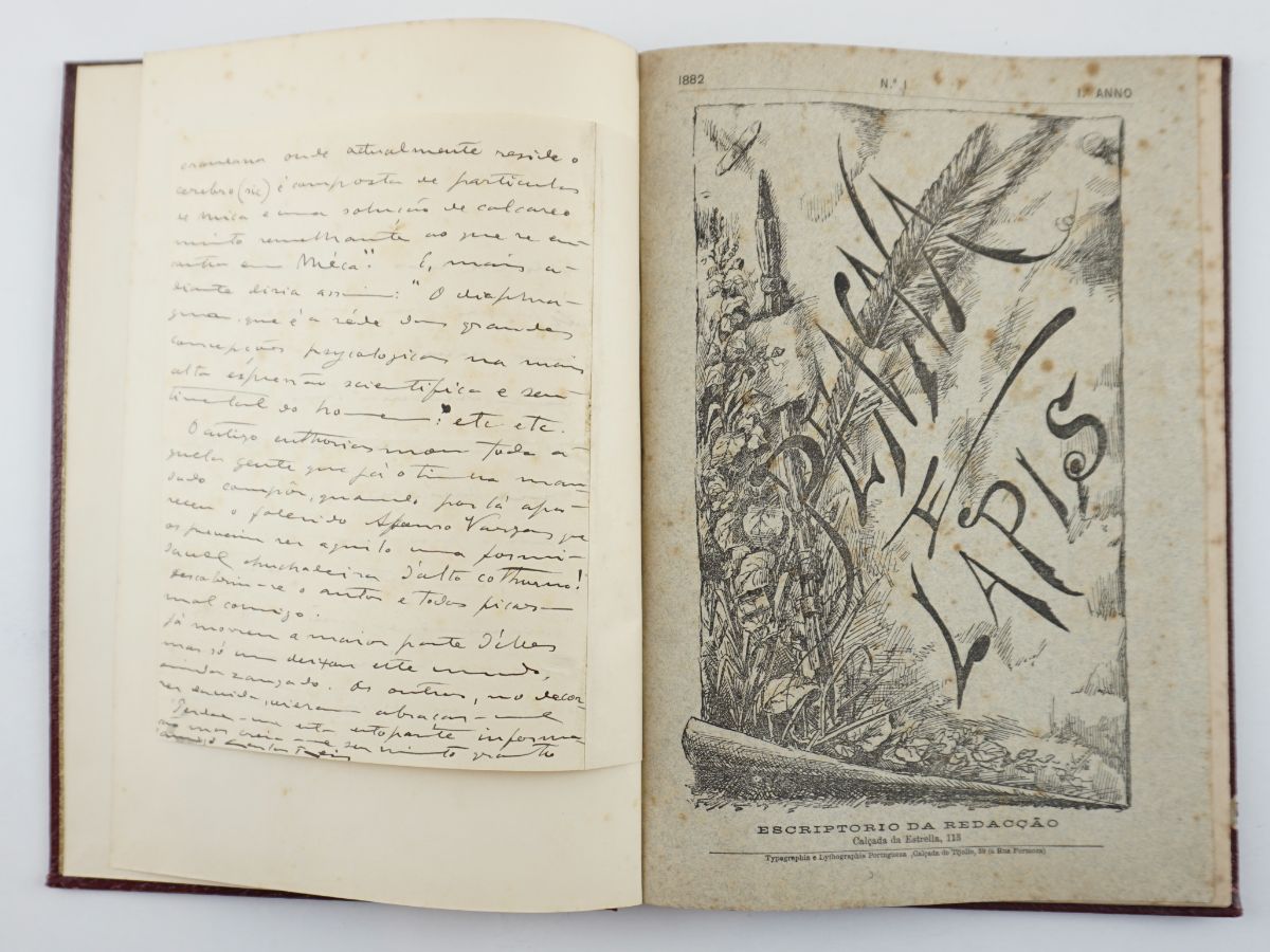 Penna e Lapis – Revista Artistica e Litteraria (1882) – com manuscrito de Carlos Reis