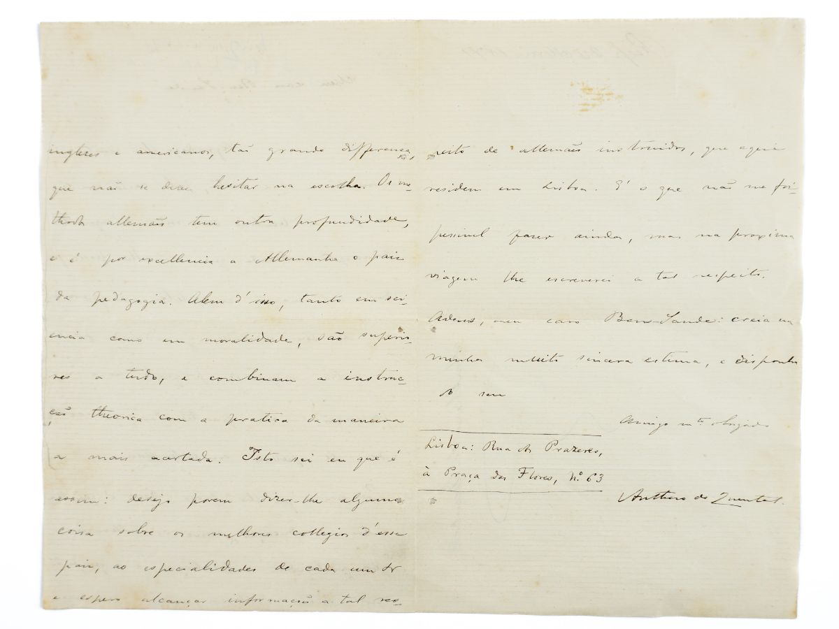 Carta de Antero de Quental ao seu amigo José Ben – Saude (Bensaúde) 