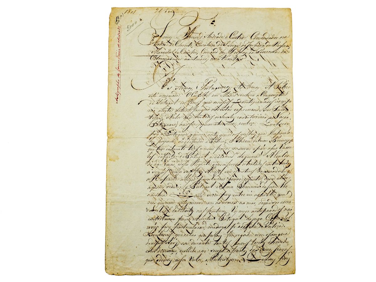 Gomes Freire de Andrade – manuscrito autógrafo (1801)