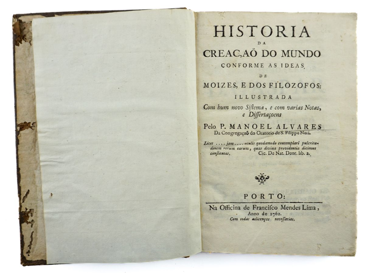 Historia de creação do mundo conforme as ideias de Moizes, e dos filozofos (1762)