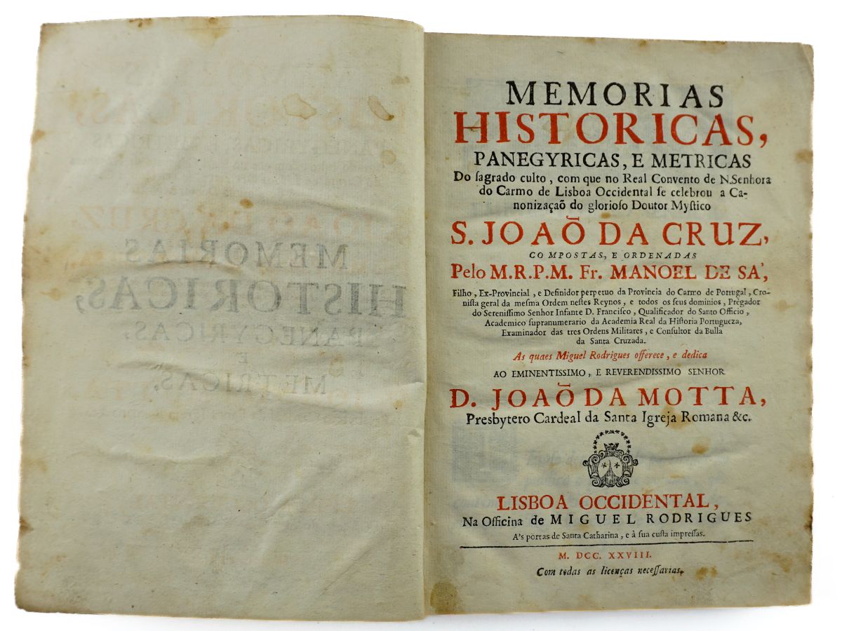 Memórias Históricas sobre a celebração da Canonização de S. João da Cruz (1728)