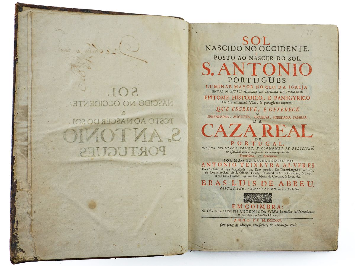 Sol Nascido no Ocidente e Posto ao Nascer do Sol de S. António Português (1725)