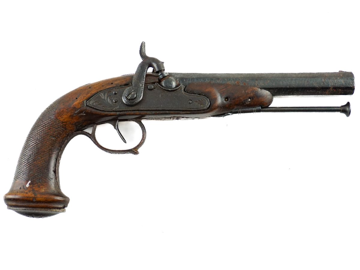 Pistola de viagem europeia do início do século XIX.