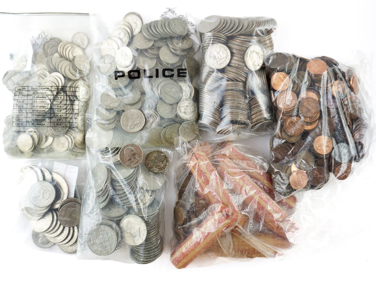 Grande lote de moedas americanas